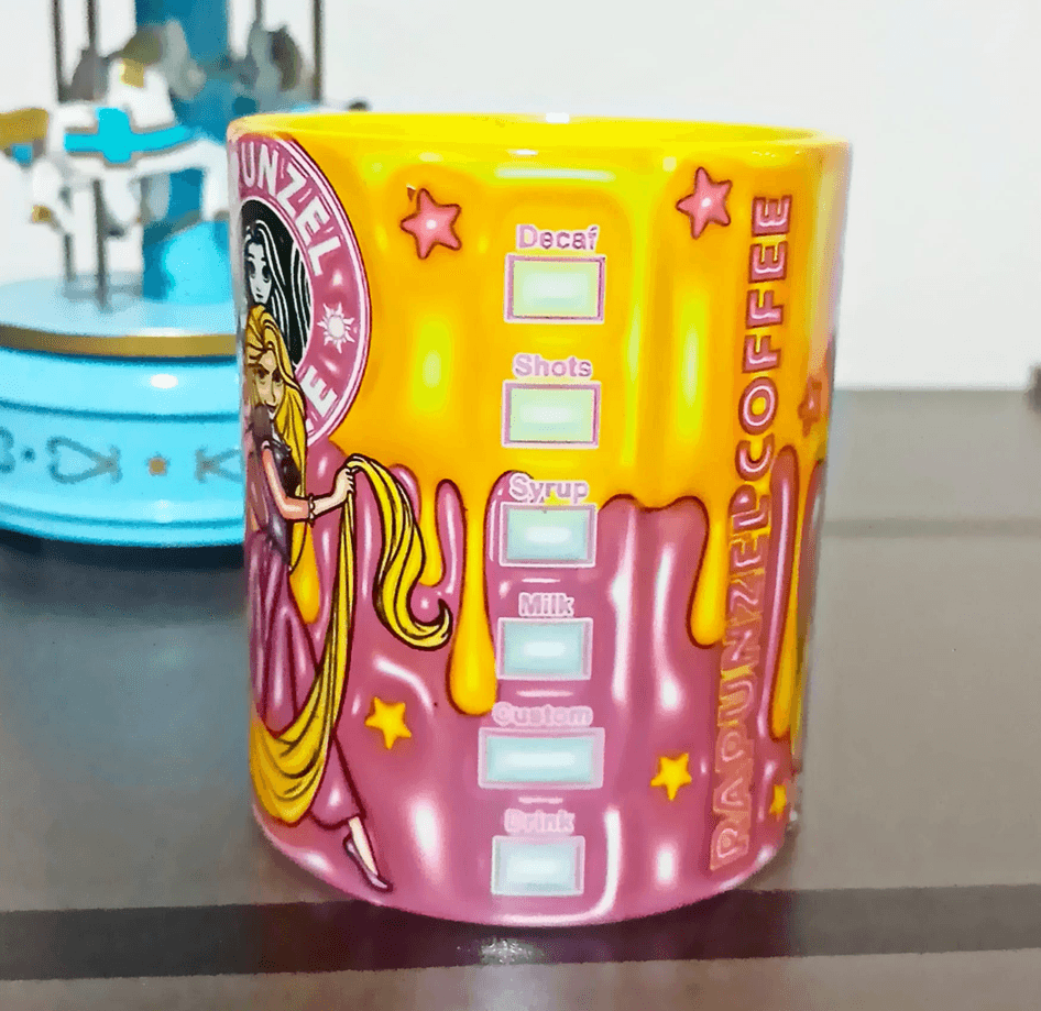 Prenses Baskı içi ve Kulpu Renkli Kupa