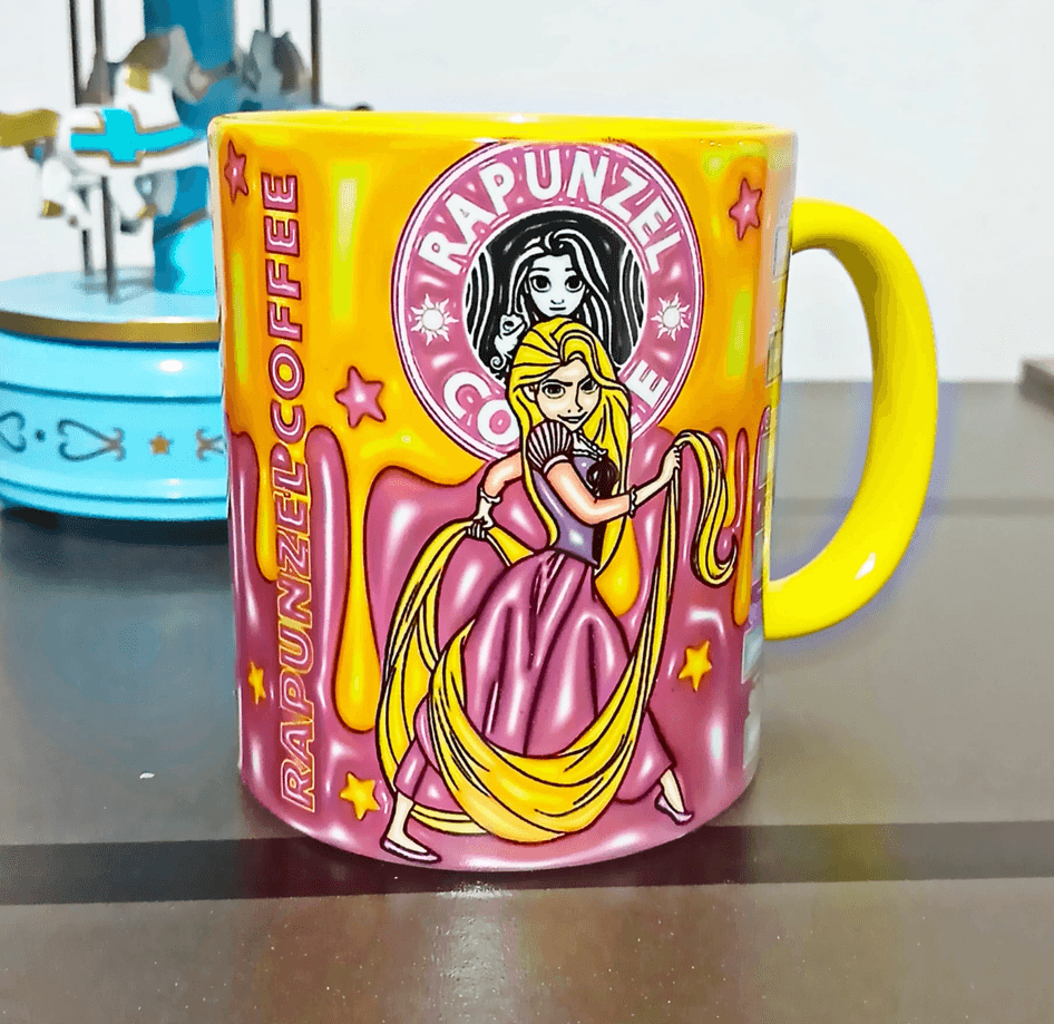 Prenses Baskı içi ve Kulpu Renkli Kupa