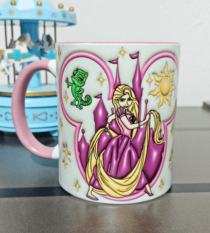 Prenses Baskı içi ve Kulpu Renkli Kupa