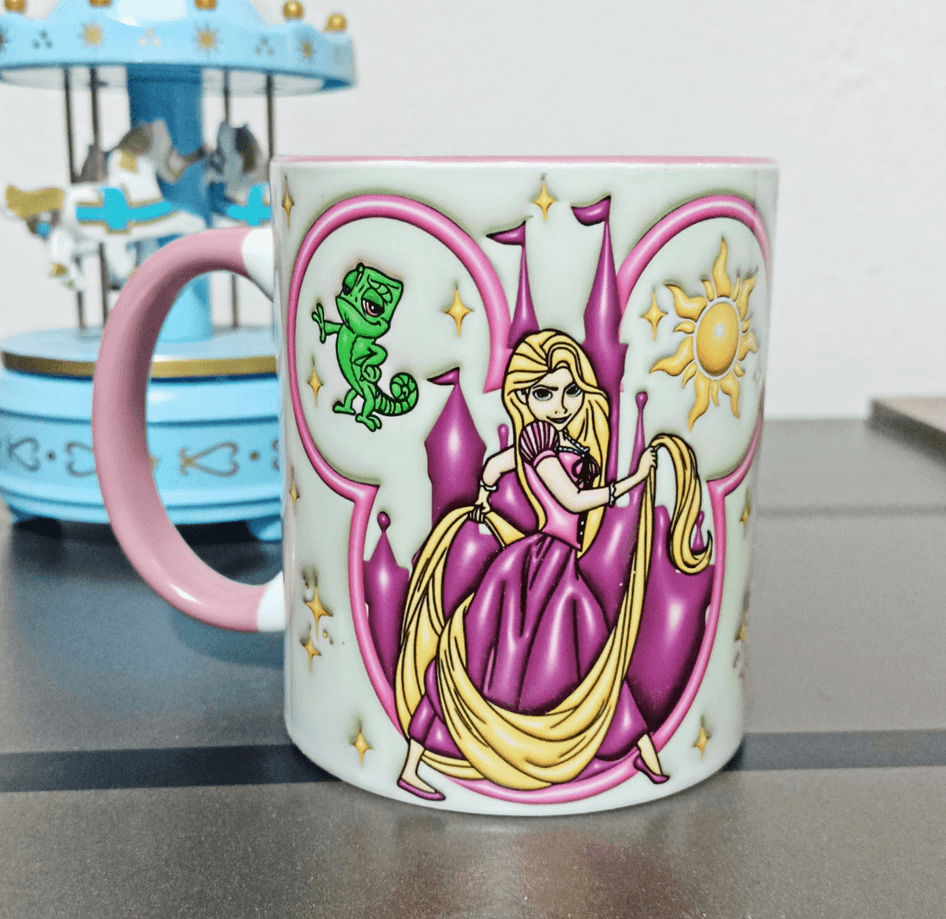 Prenses Baskı içi ve Kulpu Renkli Kupa