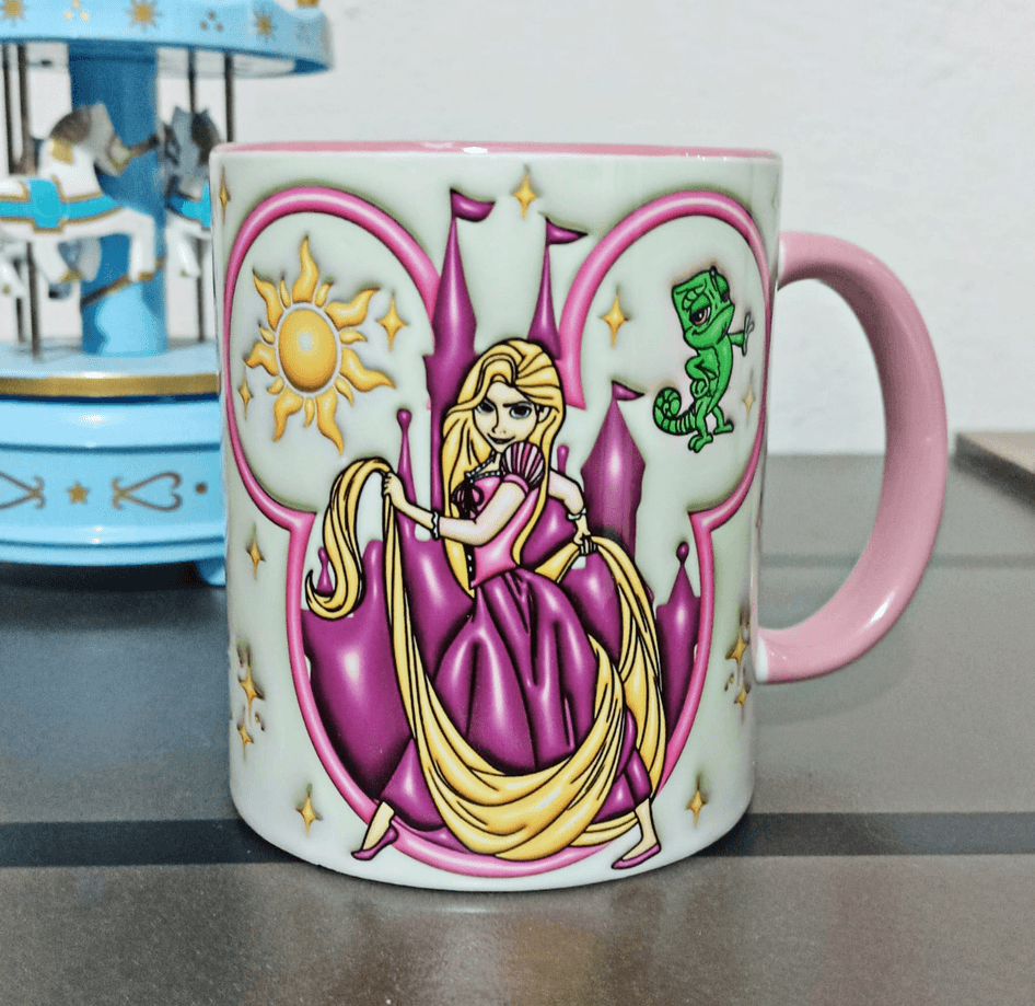 Prenses Baskı içi ve Kulpu Renkli Kupa