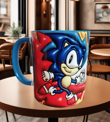 Sonic Baskı içi ve Kulpu Renkli Kupa