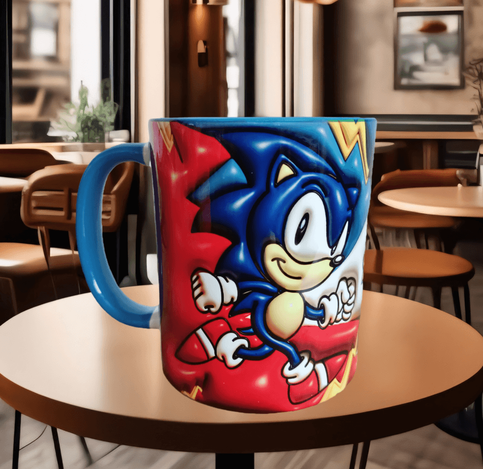 Sonic Baskı içi ve Kulpu Renkli Kupa