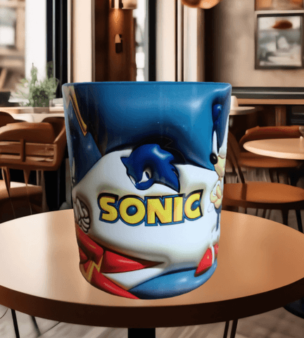 Sonic Baskı içi ve Kulpu Renkli Kupa