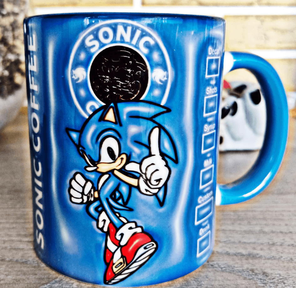 Sonic Baskı içi ve Kulpu Renkli Kupa