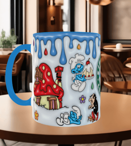 Şirinler Baskı içi ve Kulpu Renkli Kupa