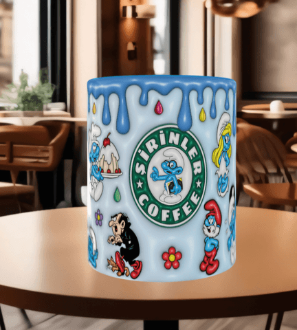 Şirinler Baskı içi ve Kulpu Renkli Kupa