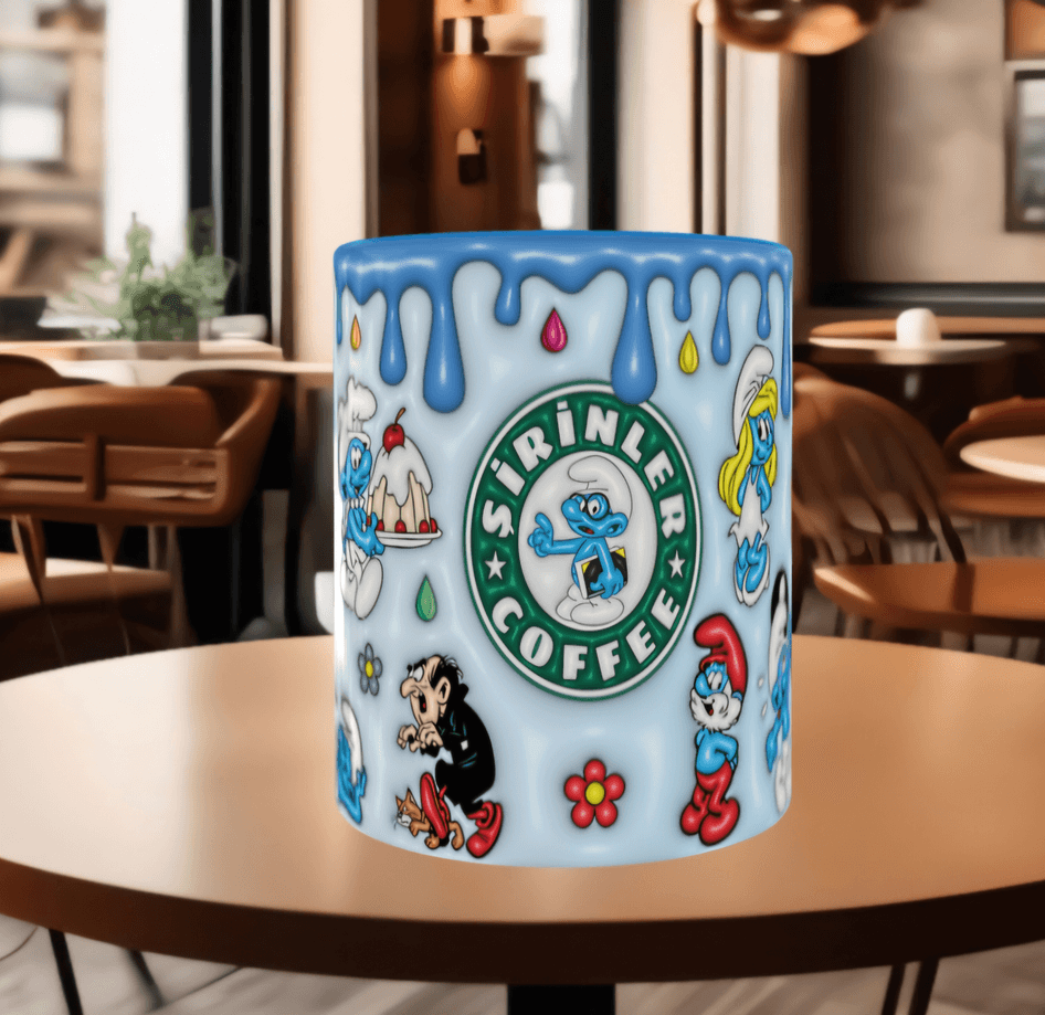 Şirinler Baskı içi ve Kulpu Renkli Kupa