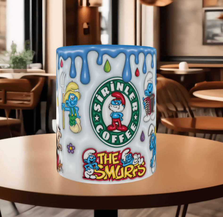 Şirinler Baskı içi ve Kulpu Renkli Kupa