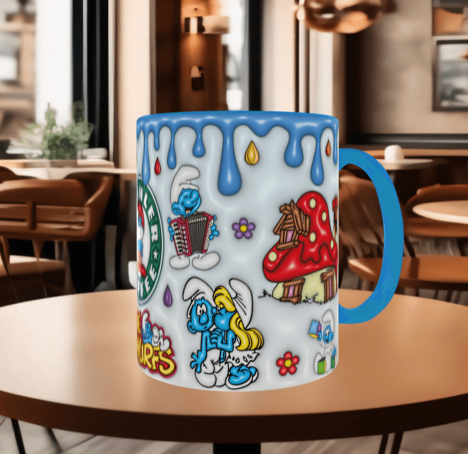 Şirinler Baskı içi ve Kulpu Renkli Kupa