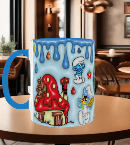 Şirinler Baskı içi ve Kulpu Renkli Kupa