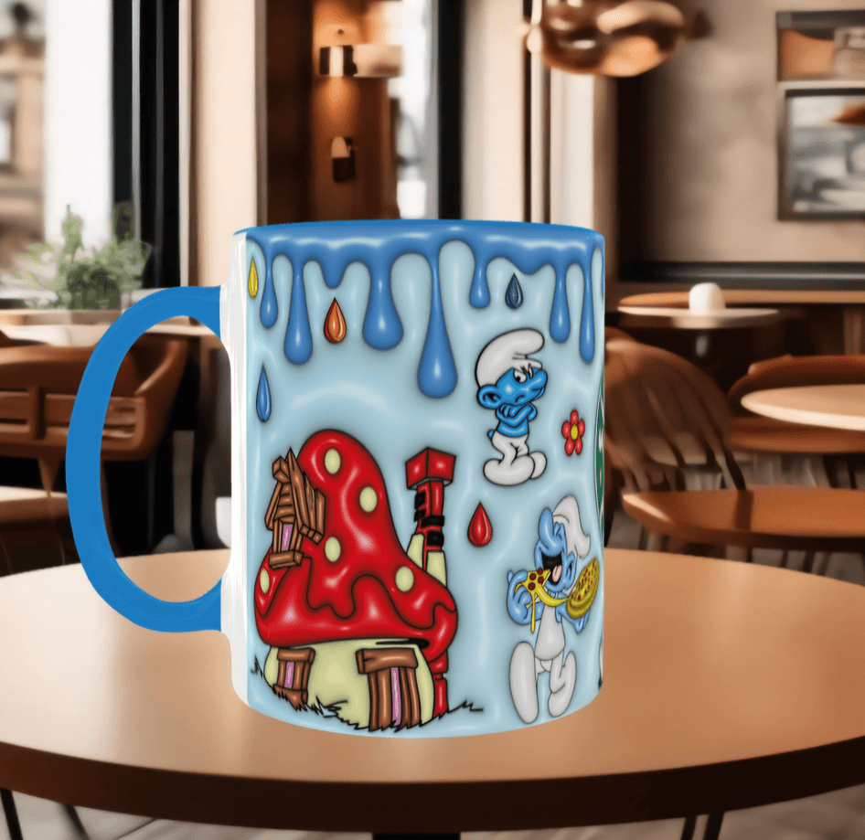 Şirinler Baskı içi ve Kulpu Renkli Kupa