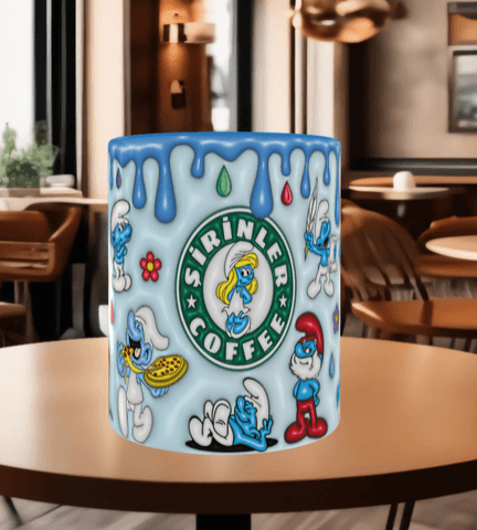 Şirinler Baskı içi ve Kulpu Renkli Kupa