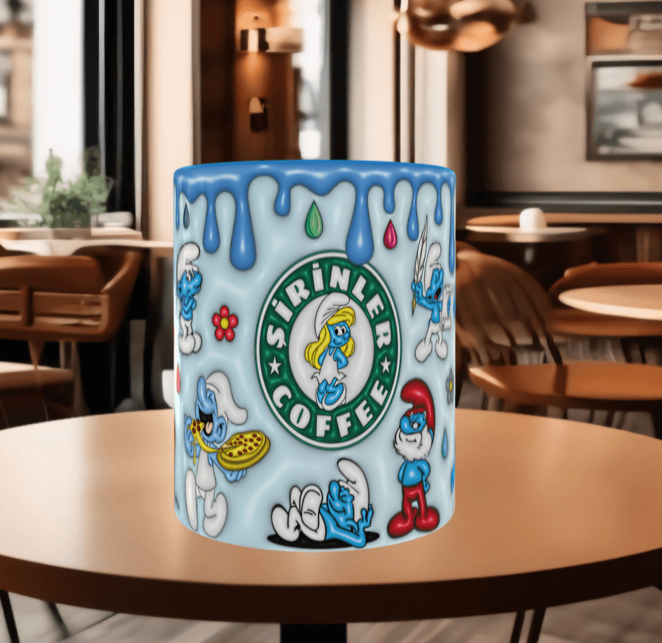 Şirinler Baskı içi ve Kulpu Renkli Kupa