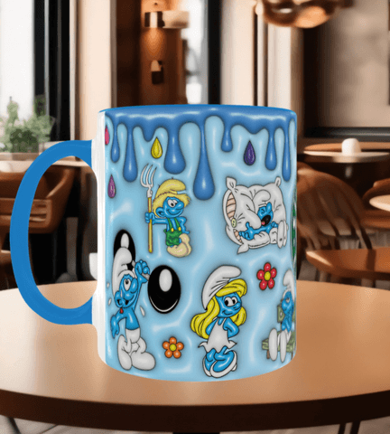 Şirinler Baskı içi ve Kulpu Renkli Kupa