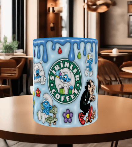 Şirinler Baskı içi ve Kulpu Renkli Kupa