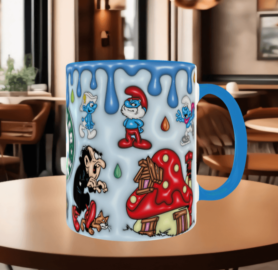 Şirinler Baskı içi ve Kulpu Renkli Kupa