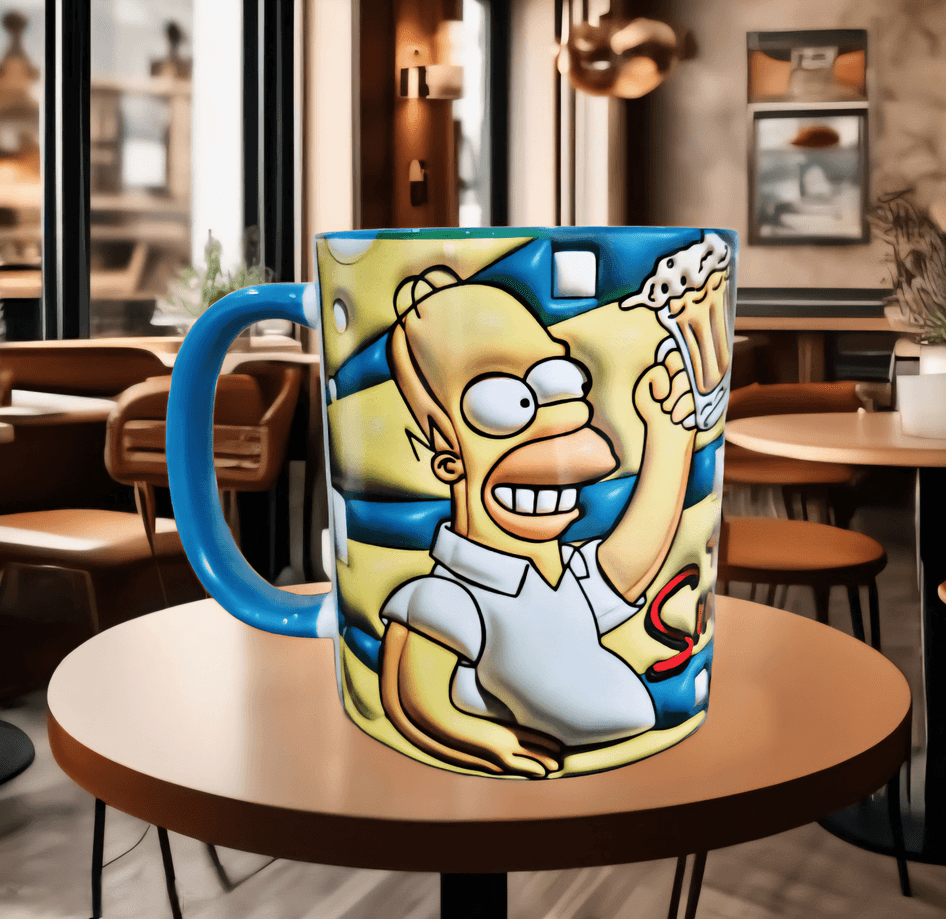 Simpsonlar Baskı içi ve Kulpu Renkli Kupa