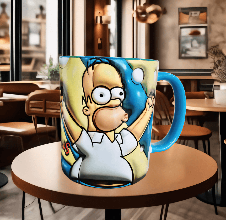 Simpsonlar Baskı içi ve Kulpu Renkli Kupa