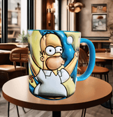 Simpsonlar Baskı içi ve Kulpu Renkli Kupa