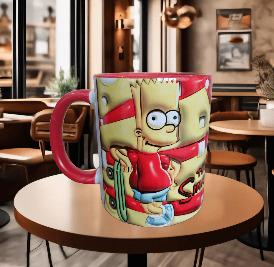 Simpsonlar Baskı içi ve Kulpu Renkli Kupa