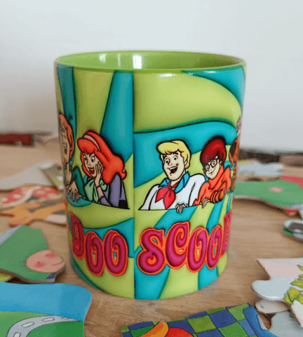 Scooby Doo Baskı içi ve Kulpu Renkli Kupa
