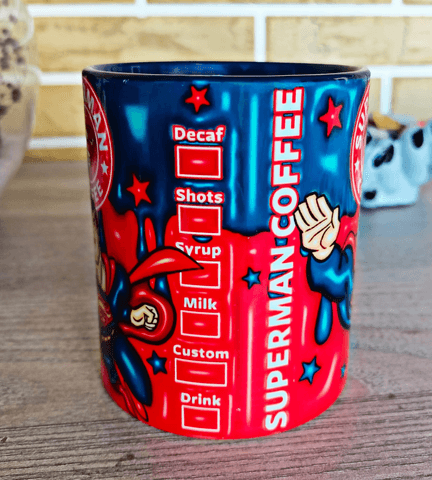 Süperman Baskı içi ve Kulpu Renkli Kupa