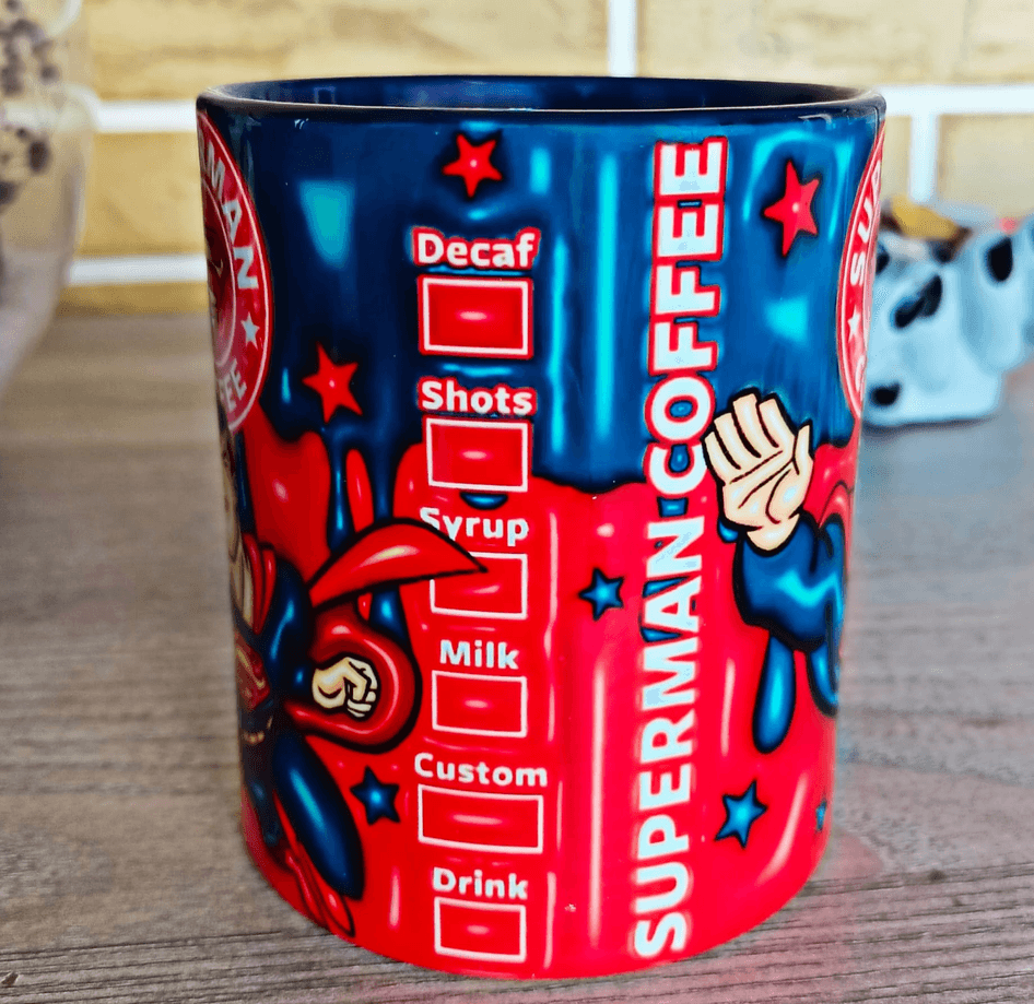 Süperman Baskı içi ve Kulpu Renkli Kupa