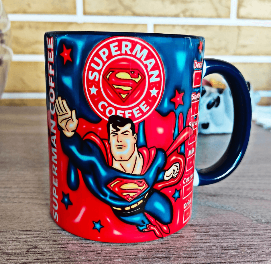 Süperman Baskı içi ve Kulpu Renkli Kupa