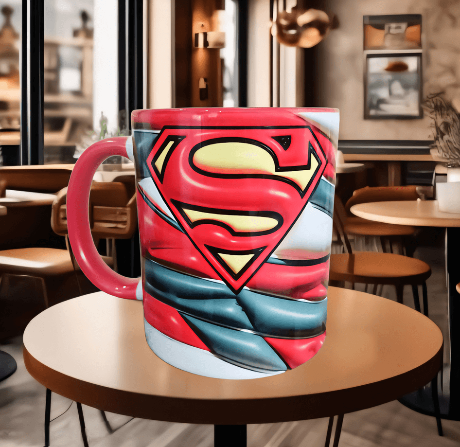 Süperman Baskı içi ve Kulpu Renkli Kupa
