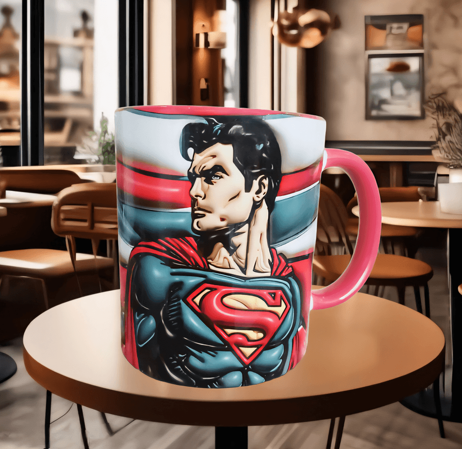 Süperman Baskı içi ve Kulpu Renkli Kupa