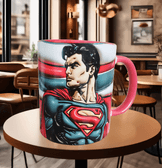 Süperman Baskı içi ve Kulpu Renkli Kupa