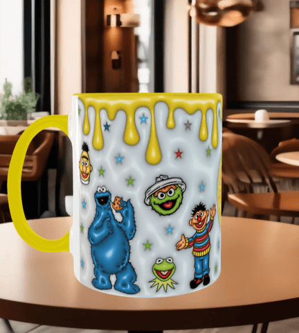 Susam sokağı Baskı içi ve Kulpu Renkli Kupa