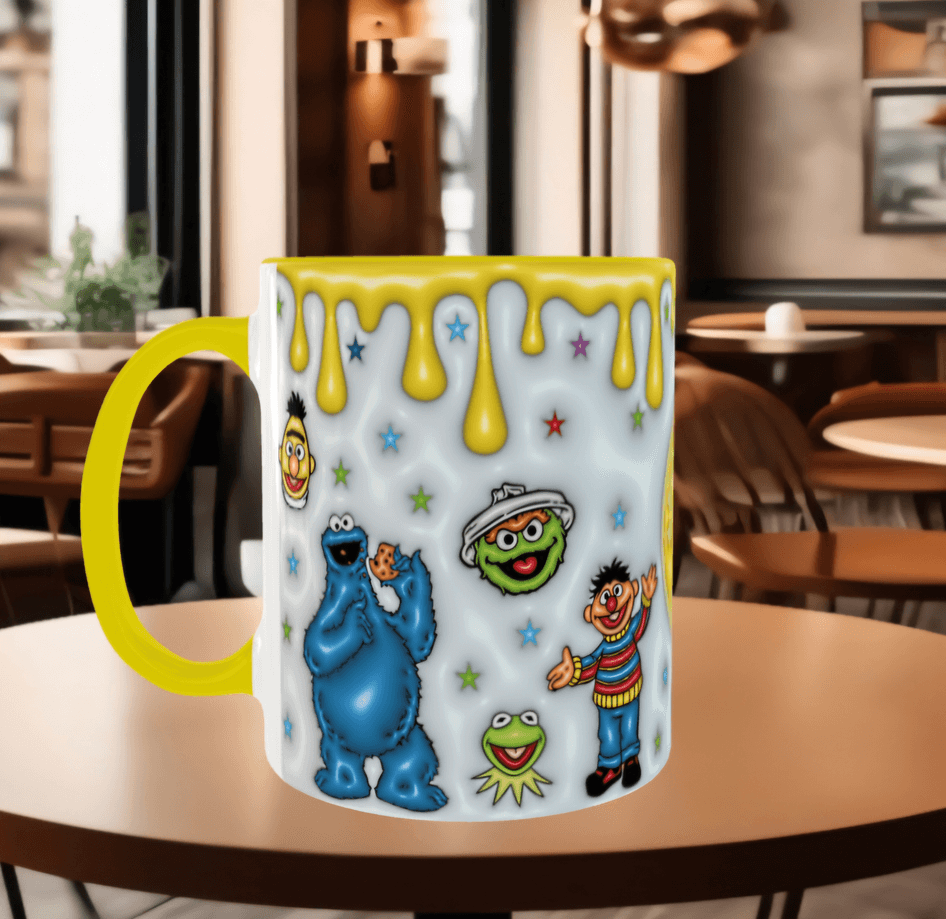 Susam sokağı Baskı içi ve Kulpu Renkli Kupa