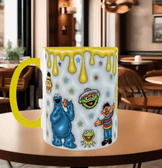 Susam sokağı Baskı içi ve Kulpu Renkli Kupa