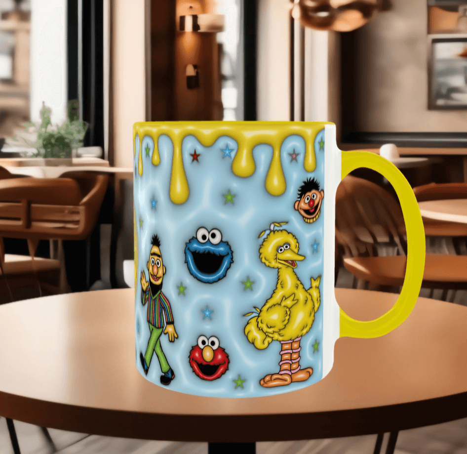 Susam sokağı Baskı içi ve Kulpu Renkli Kupa