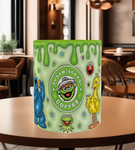 Susam sokağı Baskı içi ve Kulpu Renkli Kupa