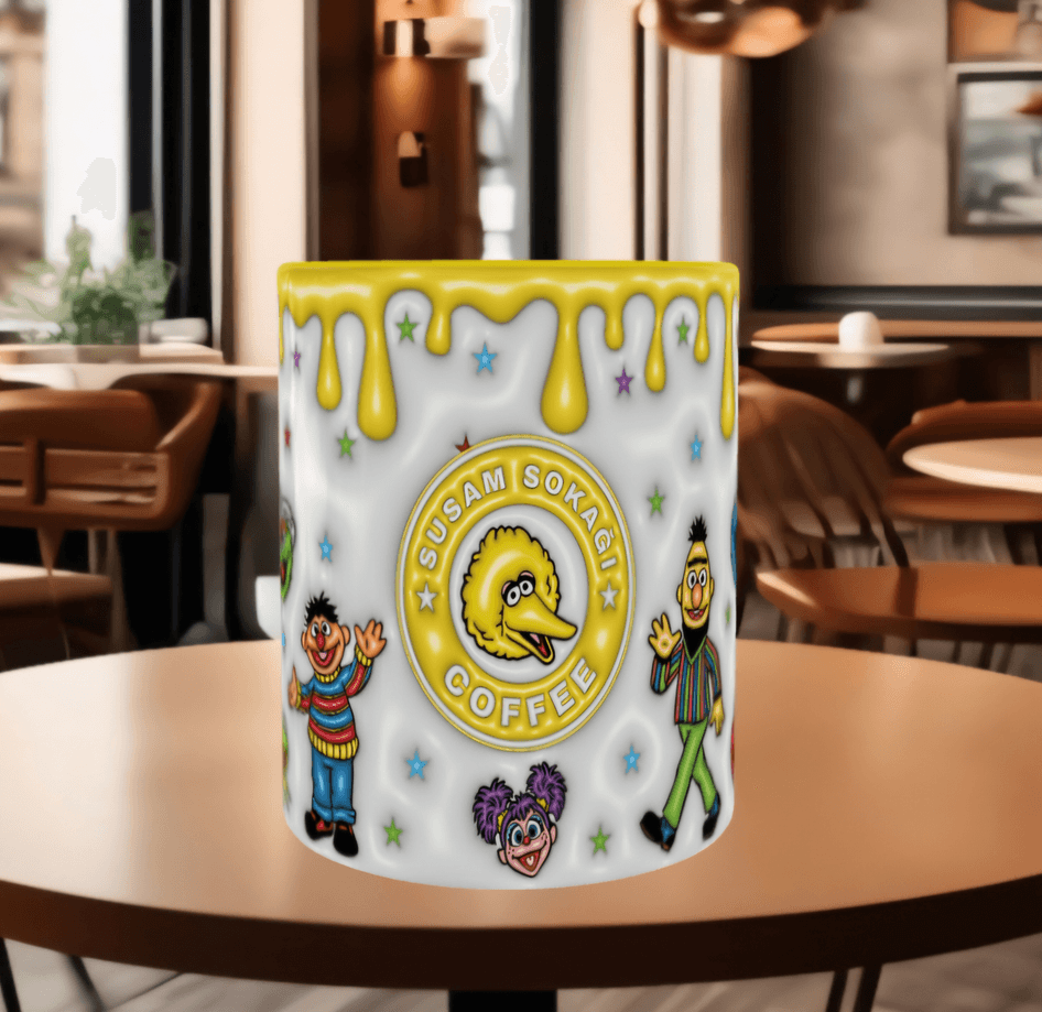 Susam sokağı Baskı içi ve Kulpu Renkli Kupa