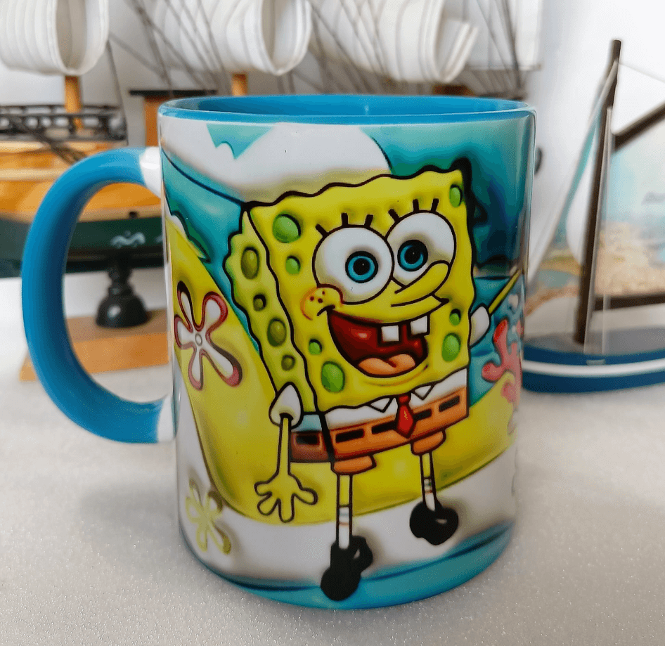 Sünger Bob Baskı içi ve Kulpu Renkli Kupa