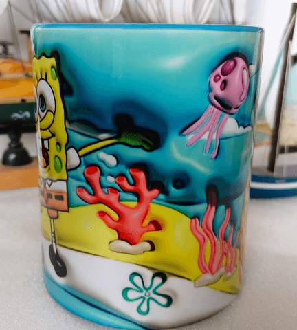 Sünger Bob Baskı içi ve Kulpu Renkli Kupa