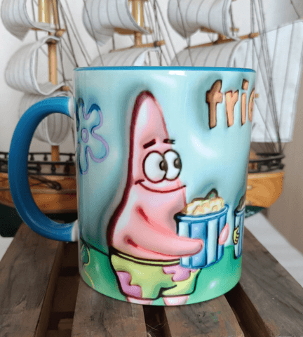 Sünger Bob Baskı içi ve Kulpu Renkli Kupa