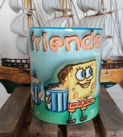 Sünger Bob Baskı içi ve Kulpu Renkli Kupa