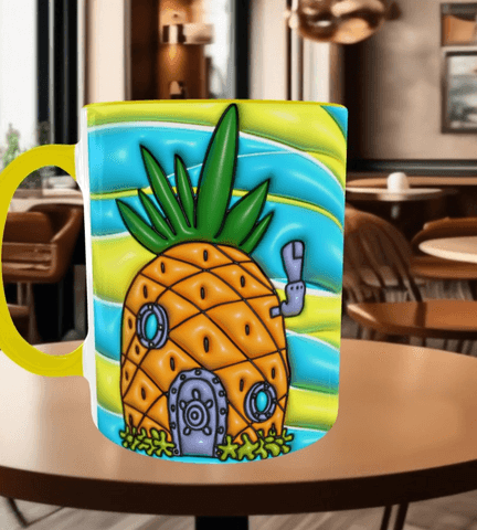 Sünger Bob Baskı içi ve Kulpu Renkli Kupa