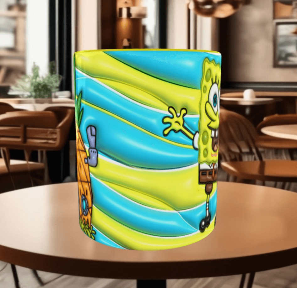 Sünger Bob Baskı içi ve Kulpu Renkli Kupa