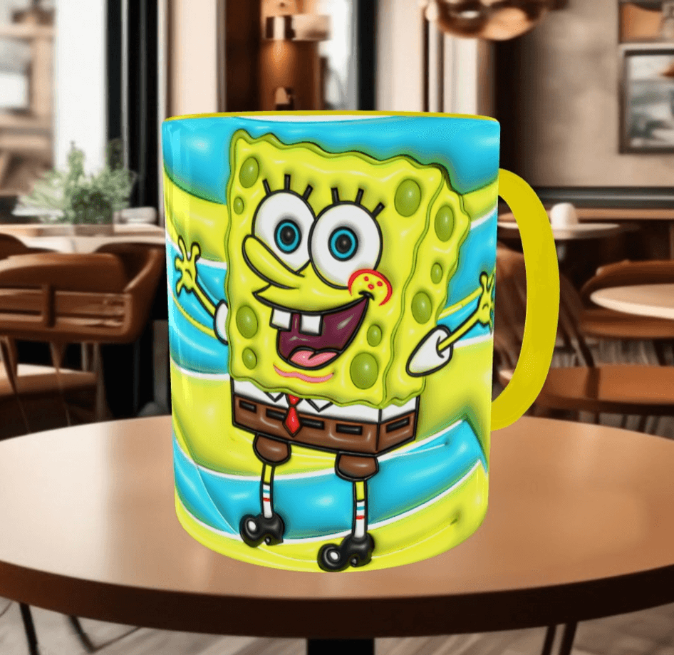 Sünger Bob Baskı içi ve Kulpu Renkli Kupa
