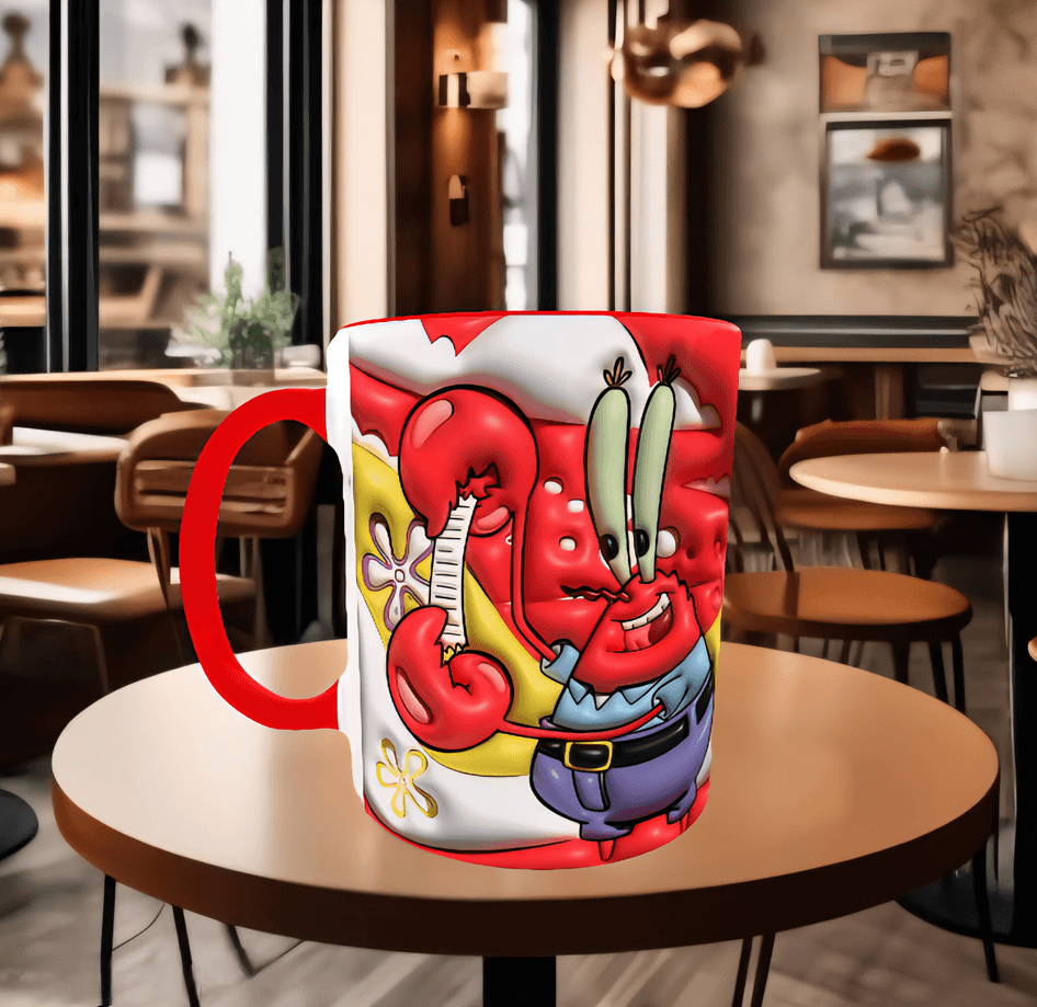 Sünger Bob Baskı içi ve Kulpu Renkli Kupa