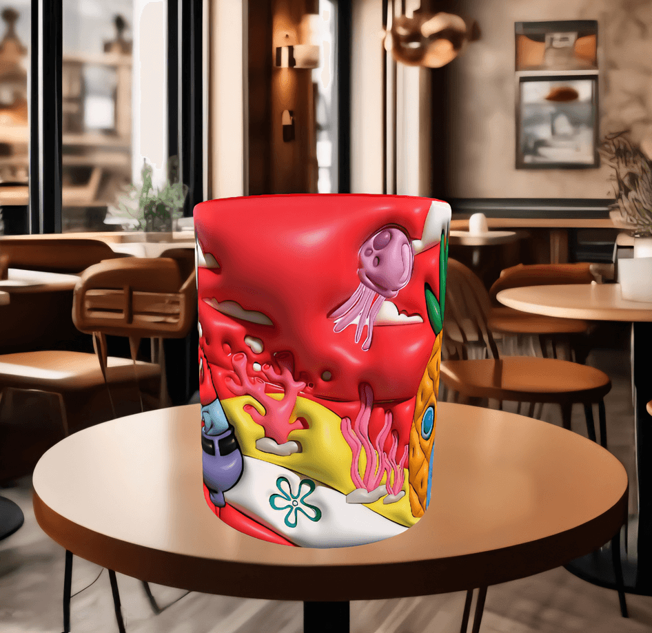 Sünger Bob Baskı içi ve Kulpu Renkli Kupa