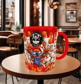 Stitch Baskı içi ve Kulpu Renkli Kupa