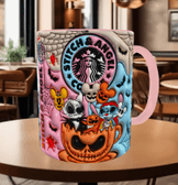 Stitch Baskı içi ve Kulpu Renkli Kupa