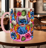 Stitch Baskı içi ve Kulpu Renkli Kupa